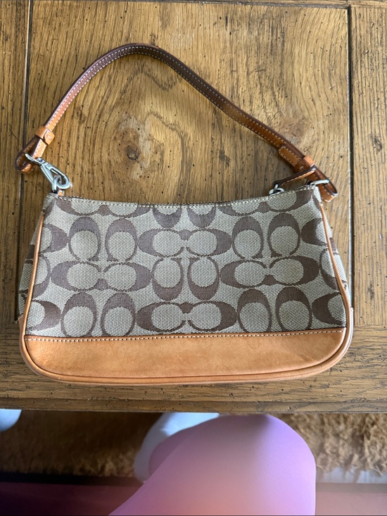 Coach Handbags - Coach Brown/Tan Signature Canvas Shoulder Bag